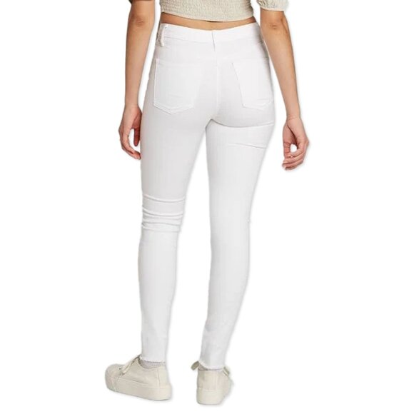 EUC White High-Rise Distressed Skinny Jeans - Womens Juniors Size 18 (34 Waist) - Picture 2 of 3